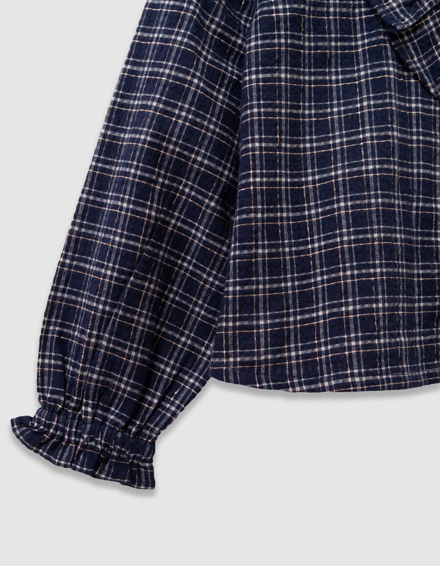 camicia a quadri blu navy per ragazze