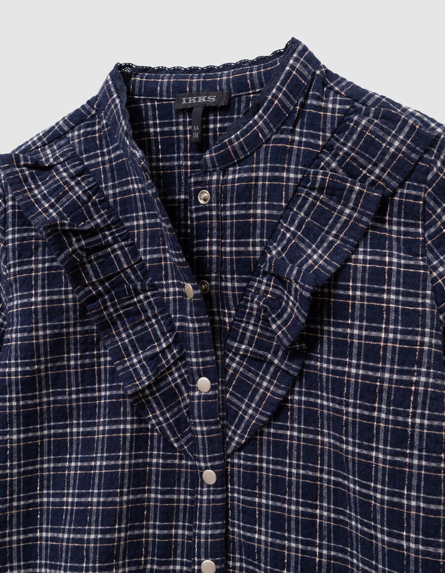 camicia a quadri blu navy per ragazze