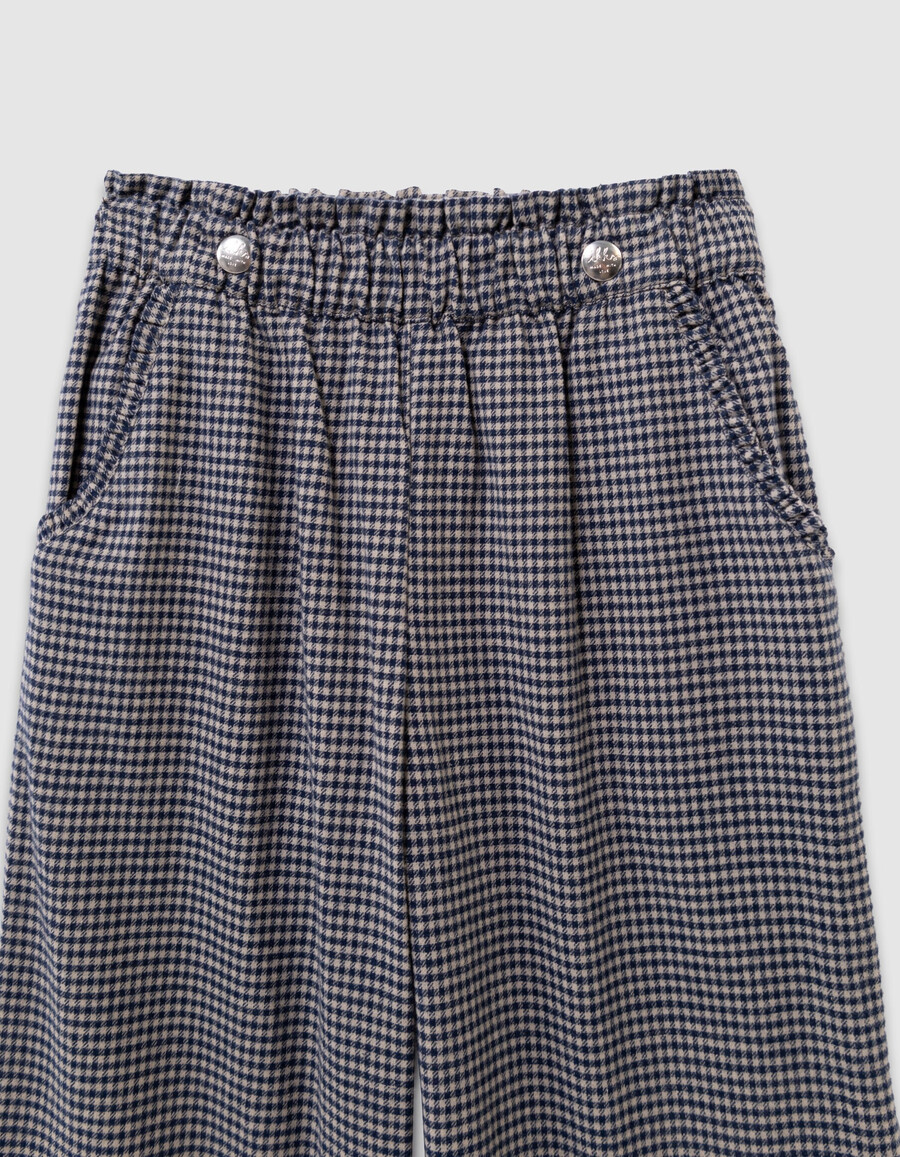 pantaloni a quadretti blu navy con volant per bambine