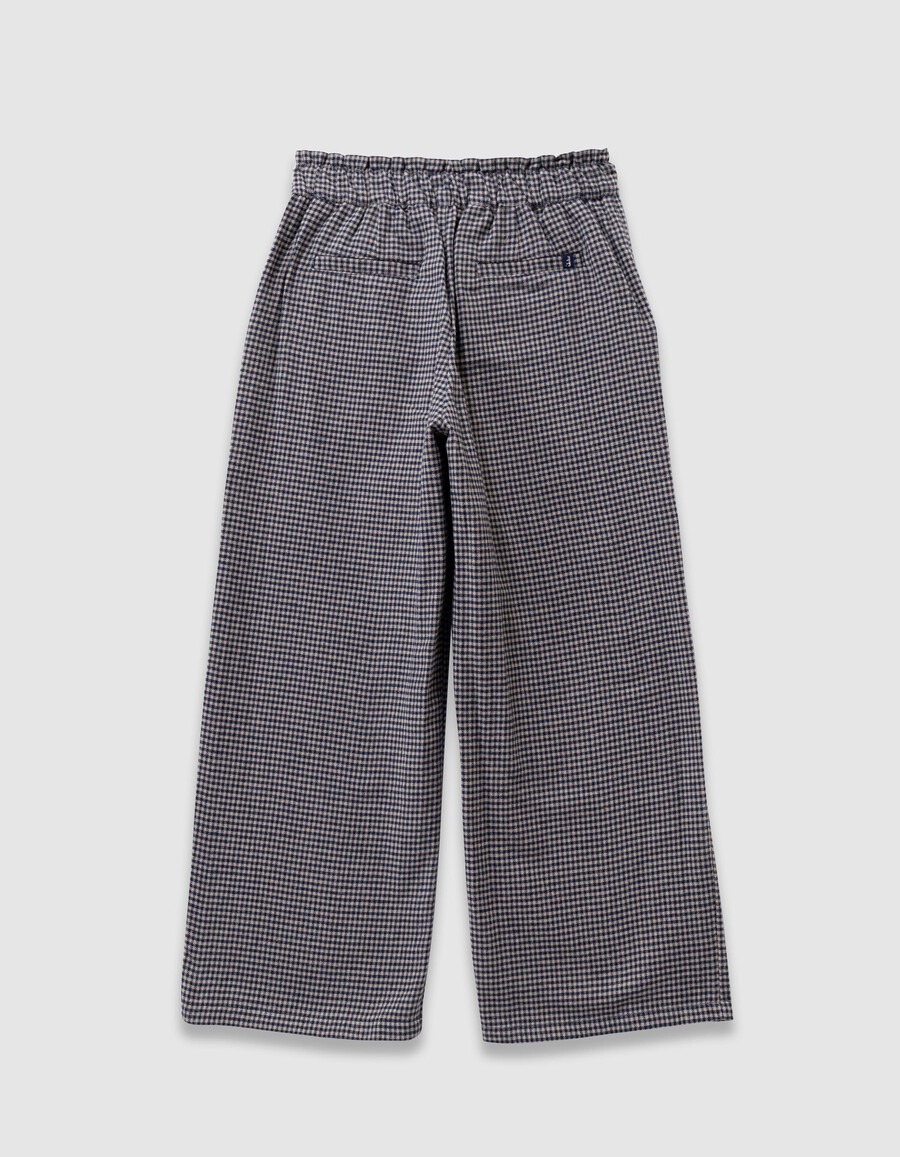 pantaloni a quadretti blu navy con volant per bambine