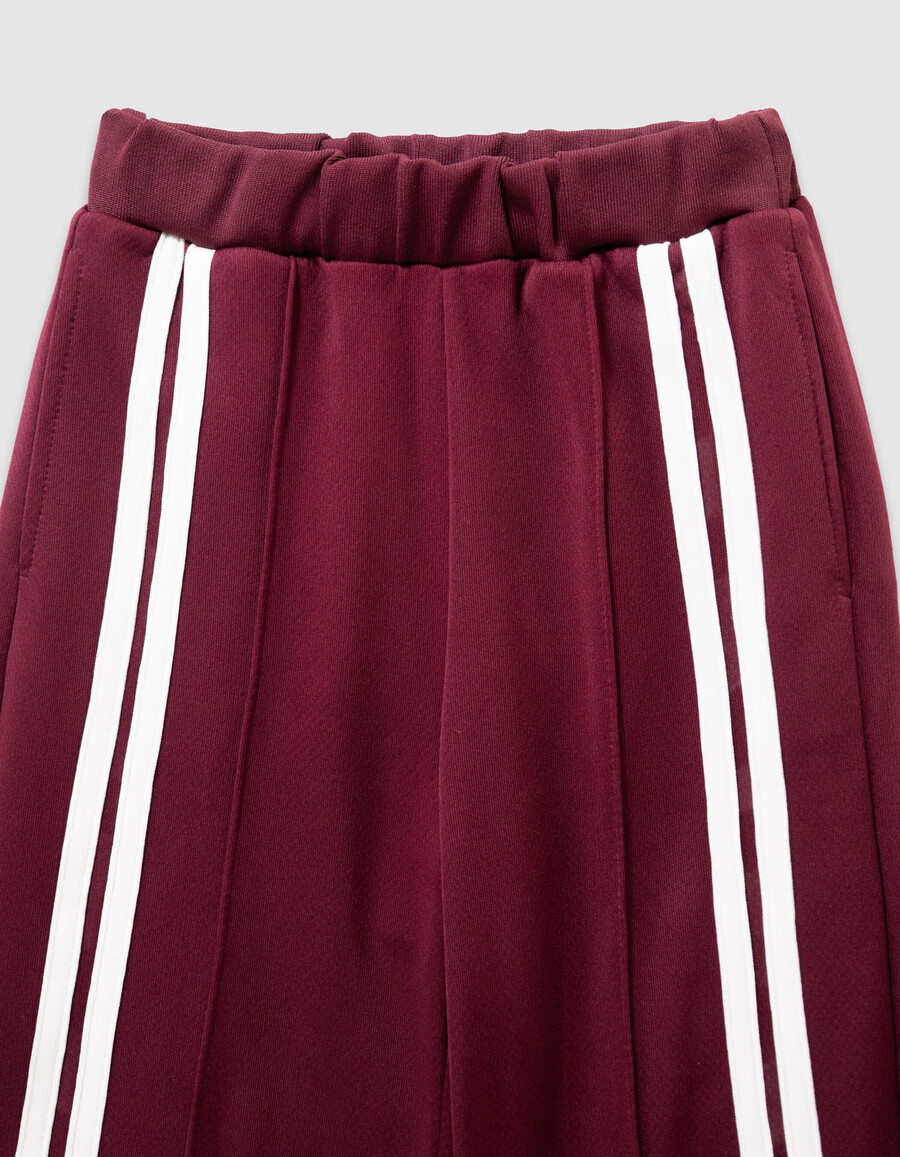 pantaloni da jogging bordeaux con strisce bianche per bambine