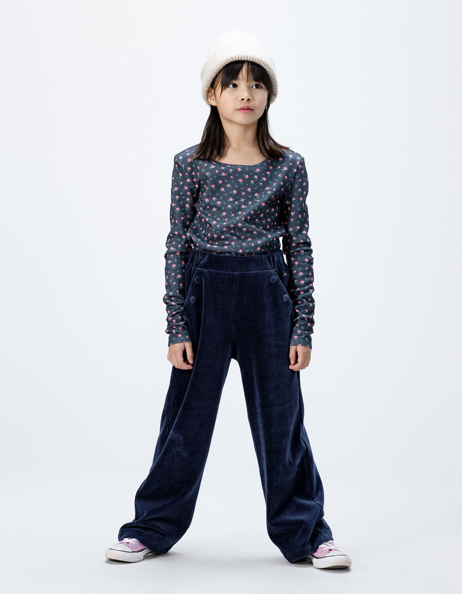 pantaloni da jogging in velluto a coste blu per bambine