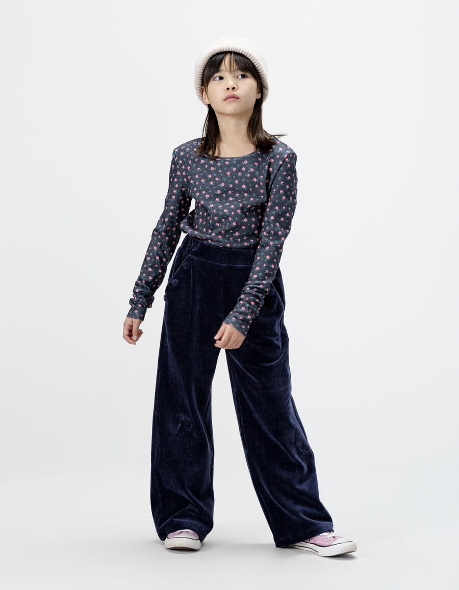 pantaloni da jogging in velluto a coste blu per bambine