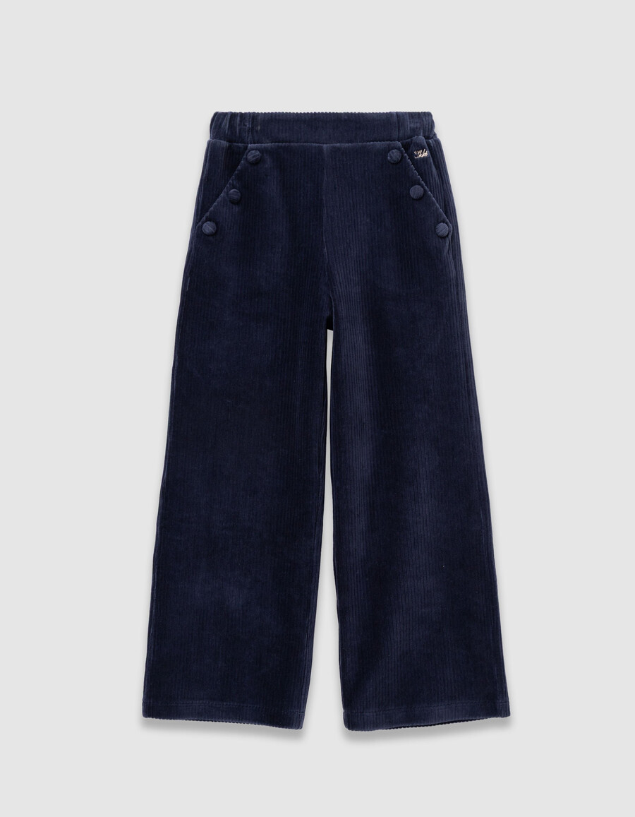 pantaloni da jogging in velluto a coste blu per bambine