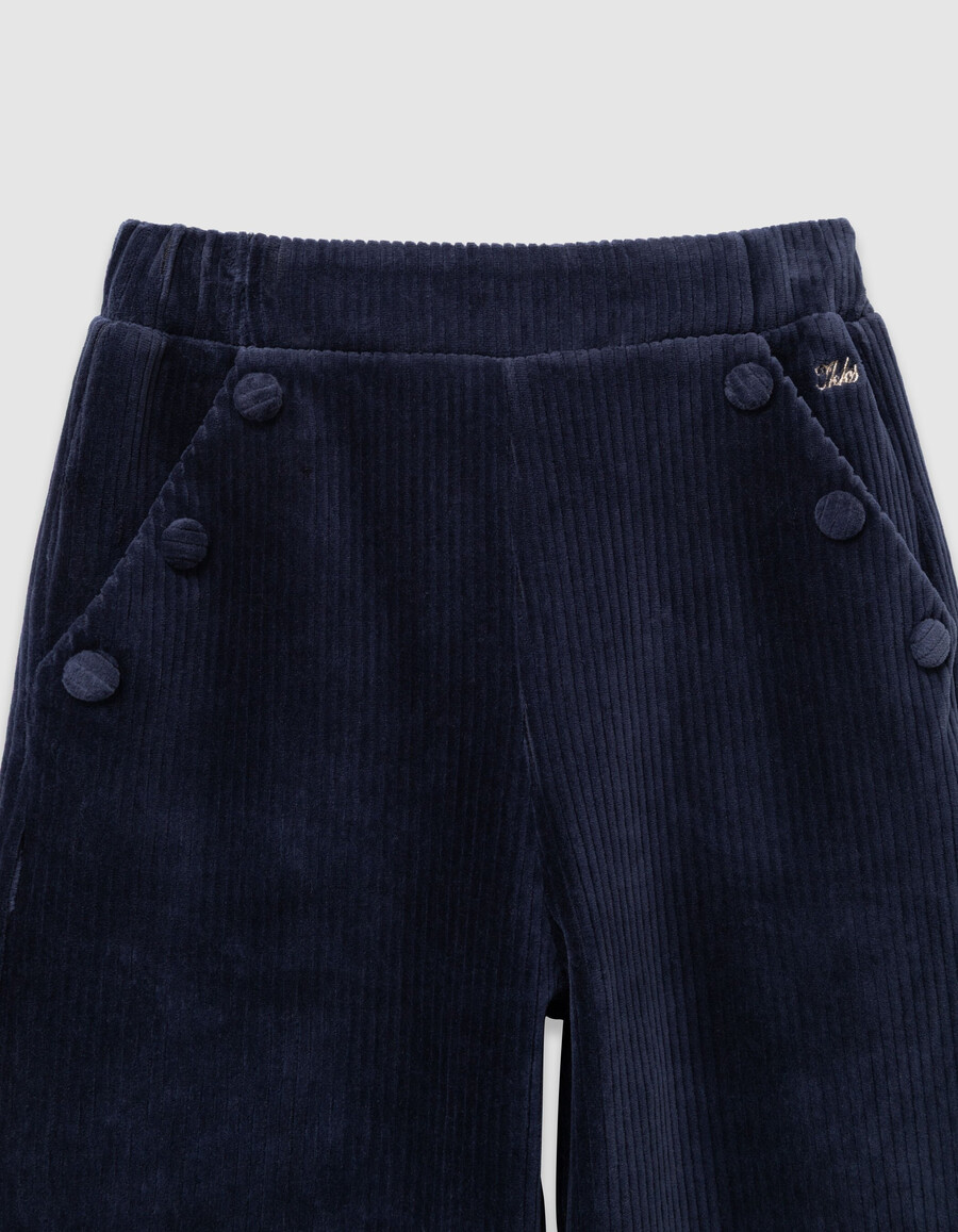 pantaloni da jogging in velluto a coste blu per bambine