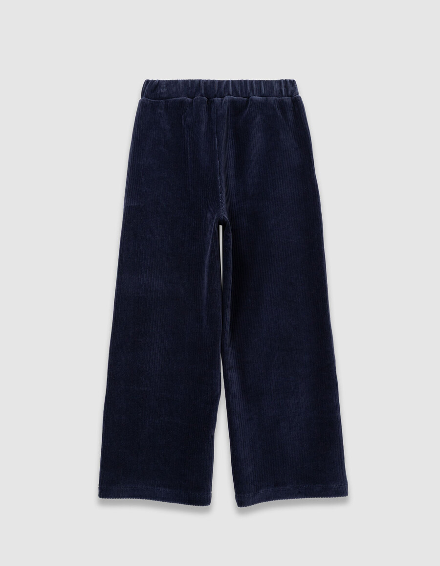 pantaloni da jogging in velluto a coste blu per bambine