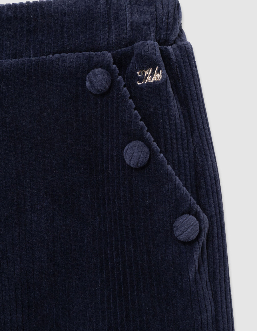 pantaloni da jogging in velluto a coste blu per bambine