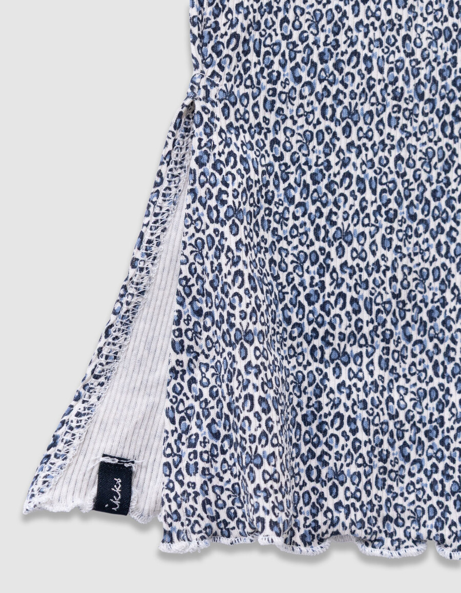 leggings svasati blu navy da bambina con stampa leopardata e fiocco