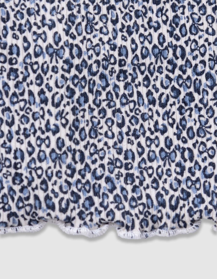 leggings svasati blu navy da bambina con stampa leopardata e fiocco