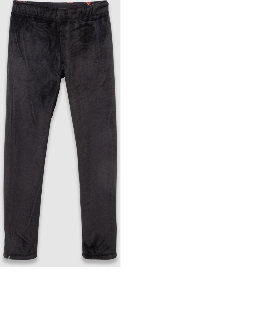 leggings reversibili con stampa di rose e velluto nero per bambine