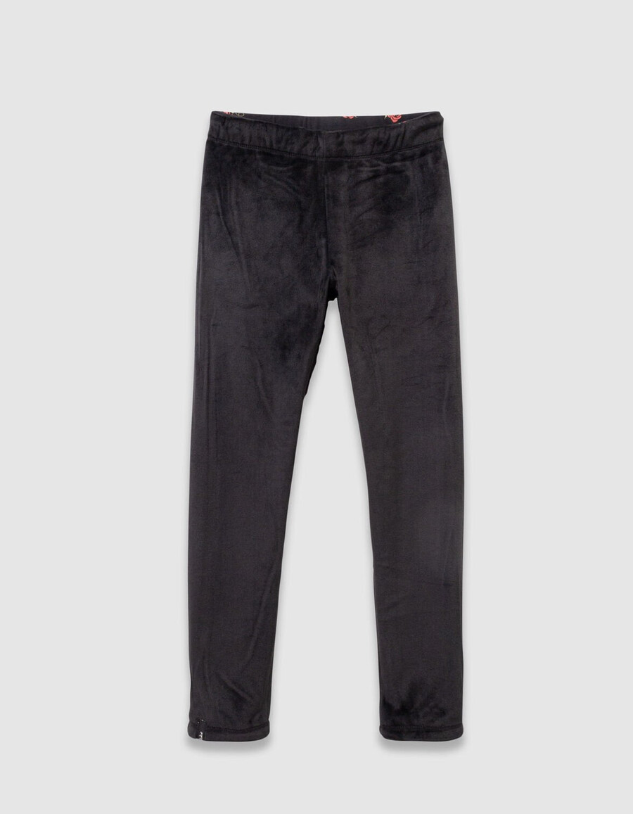 leggings reversibili con stampa di rose e velluto nero per bambine