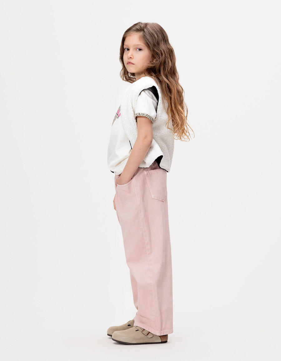 jeans rosa a palloncino per bambine con vita elasticizzata