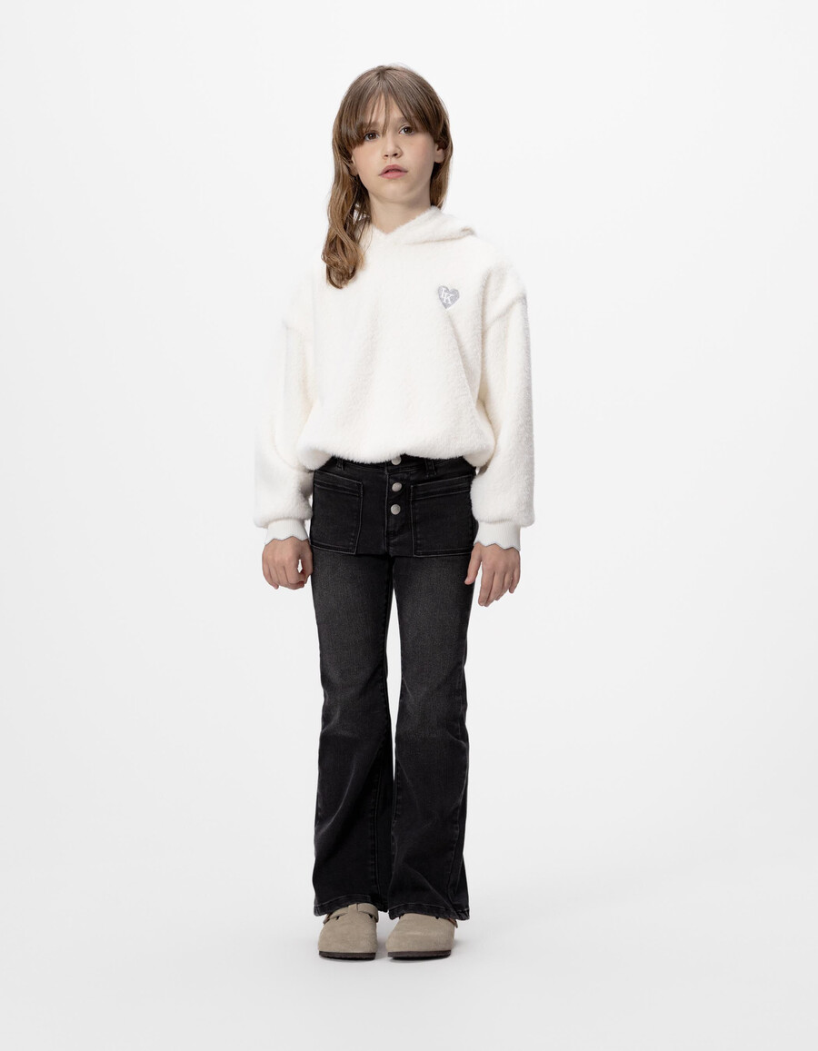 jeans svasati grigi da bambina con bottoni a vista