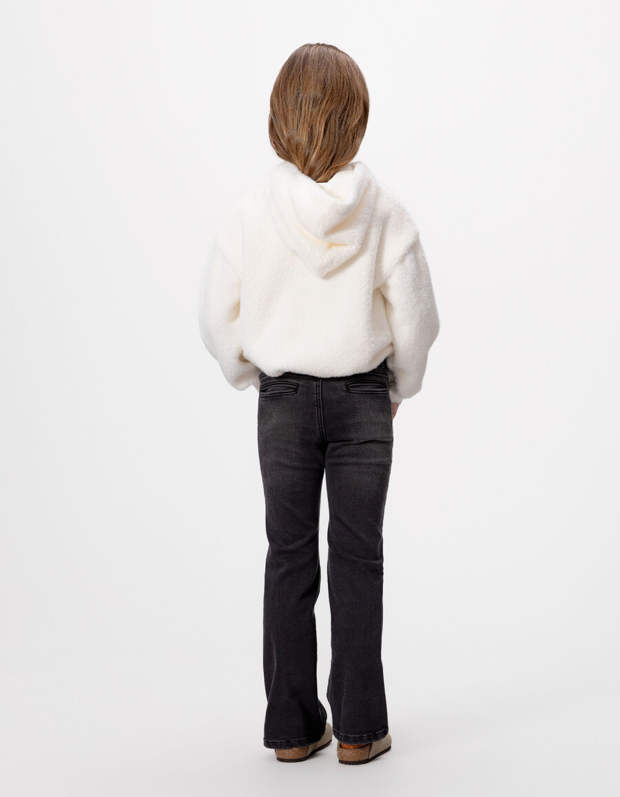 jeans svasati grigi da bambina con bottoni a vista
