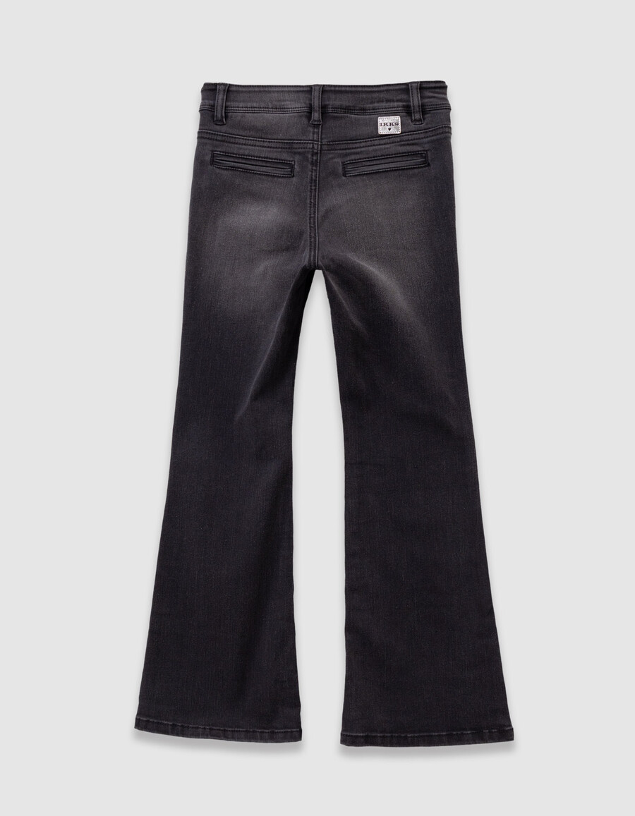 jeans svasati grigi da bambina con bottoni a vista
