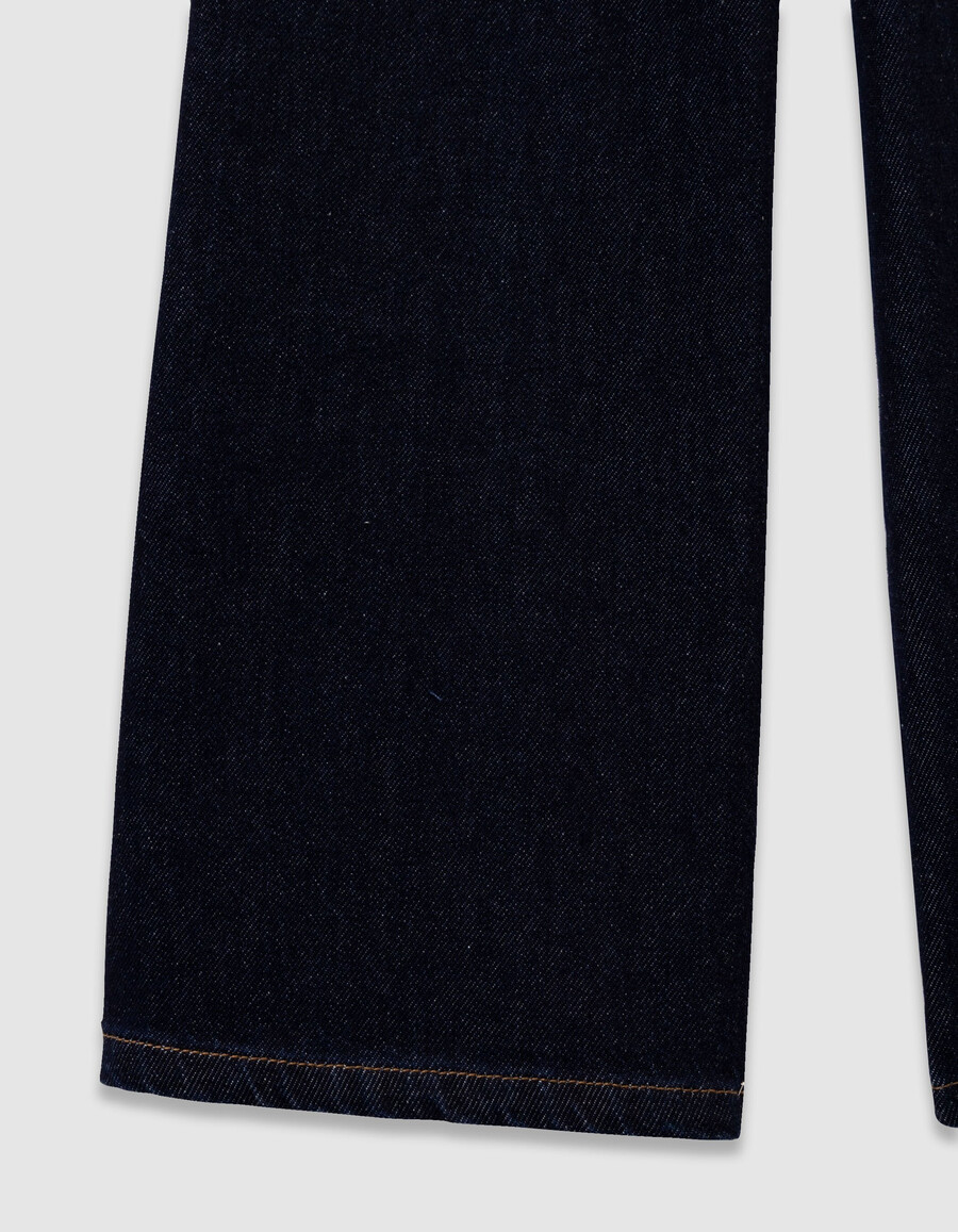 jeans blu a gamba larga per bambine con cintura a forma di sciarpa a bouquet