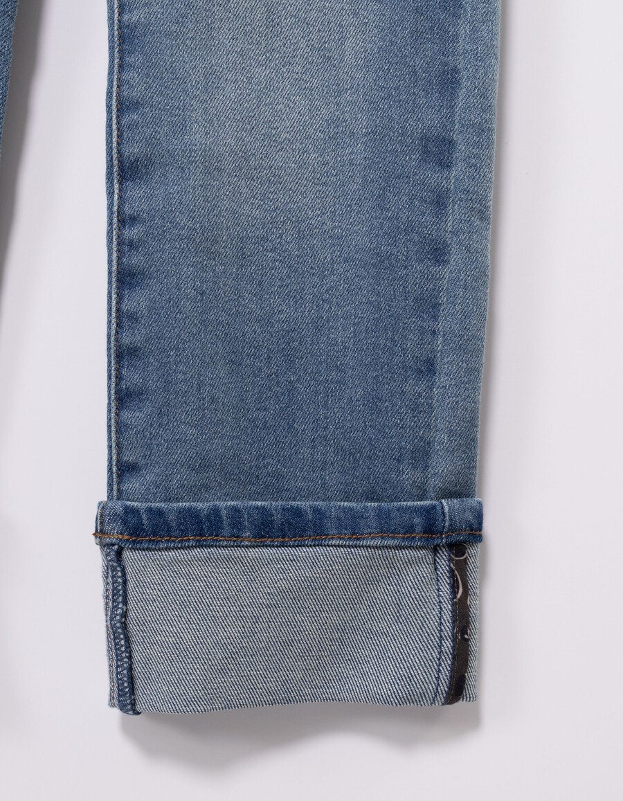 jeans dritti blu da bambina con tasche arricciate