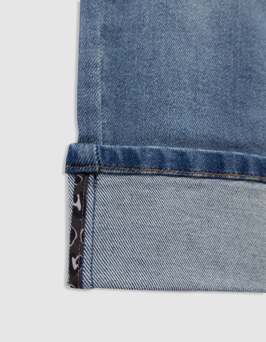 jeans dritti blu da bambina con tasche arricciate