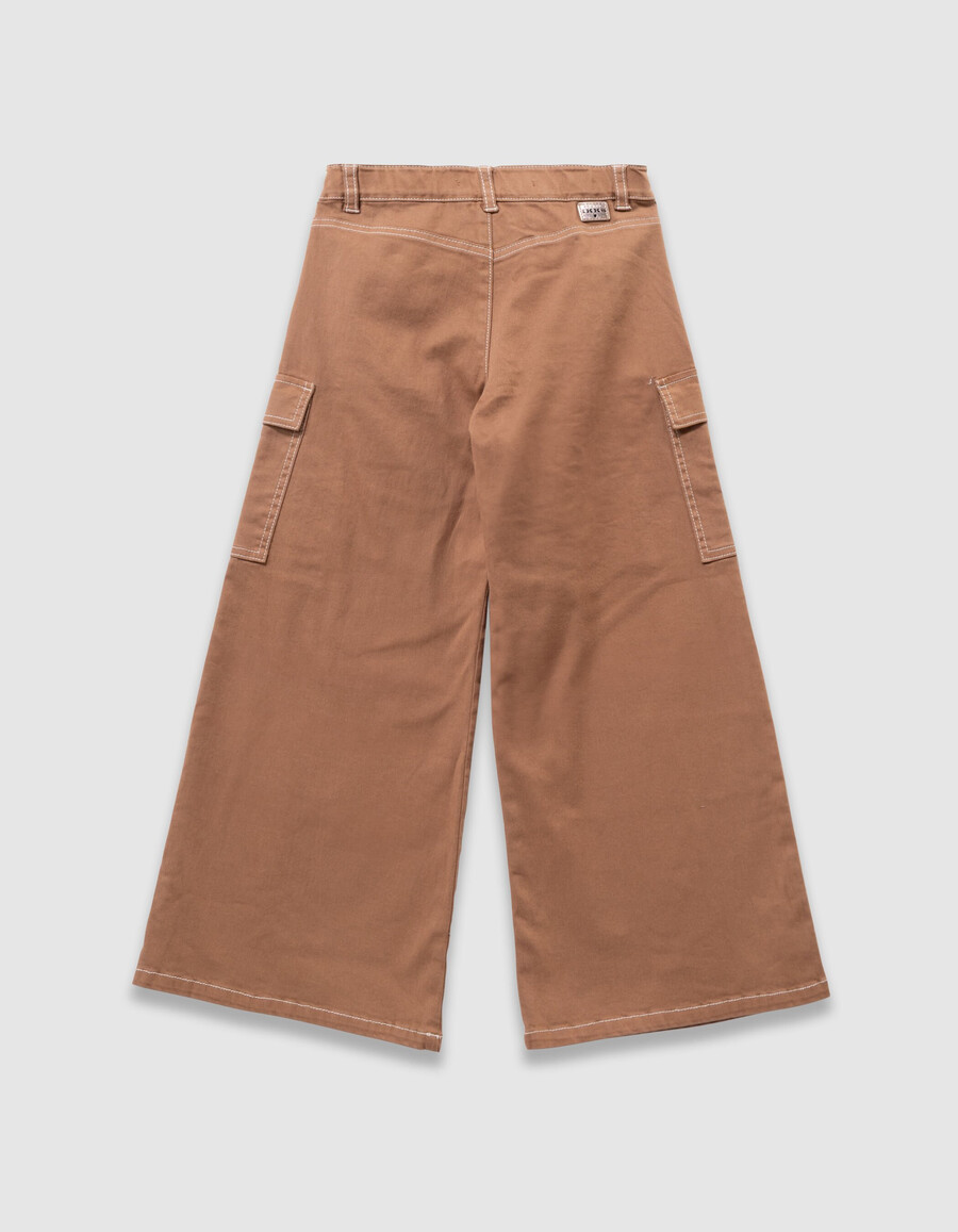 jeans a gamba larga stile cargo color cammello per ragazze