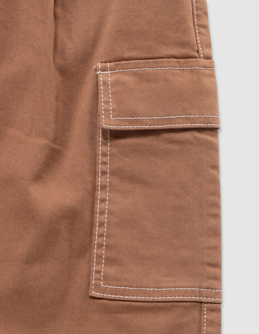 jeans a gamba larga stile cargo color cammello per ragazze