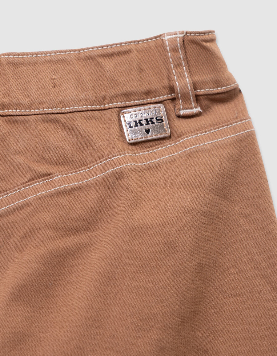 jeans a gamba larga stile cargo color cammello per ragazze