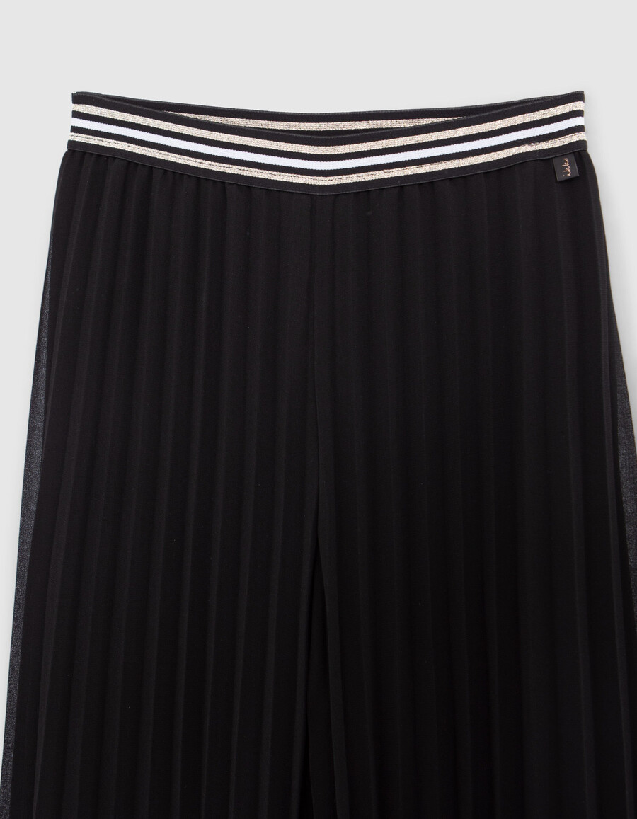 pantaloni neri a gamba larga con pieghe per ragazze