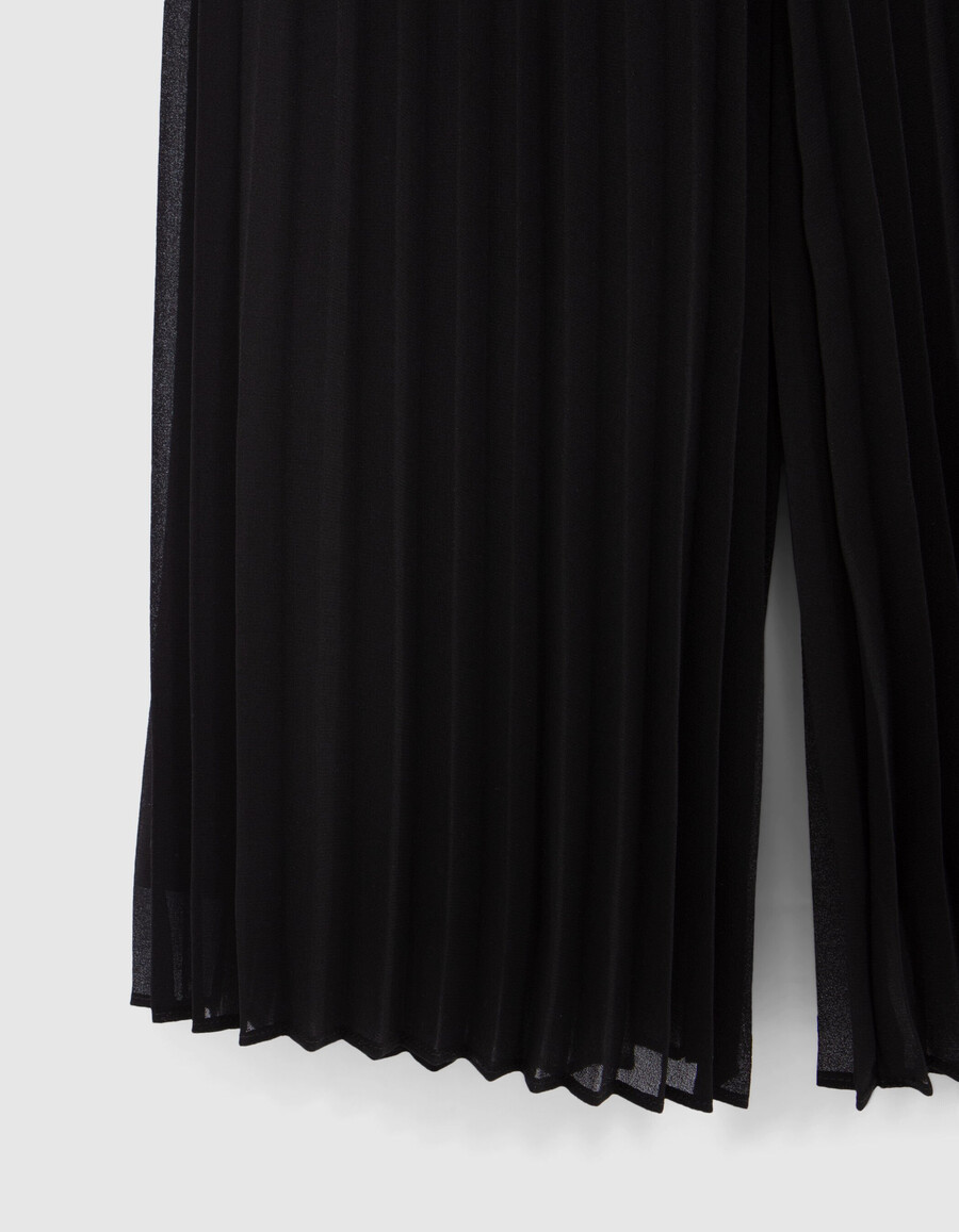 pantaloni neri a gamba larga con pieghe per ragazze