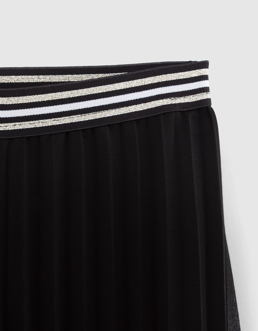 pantaloni neri a gamba larga con pieghe per ragazze