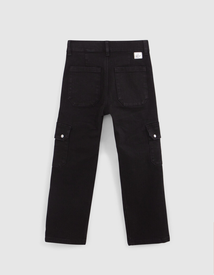 jeans cargo dritti con borchie nere da ragazza