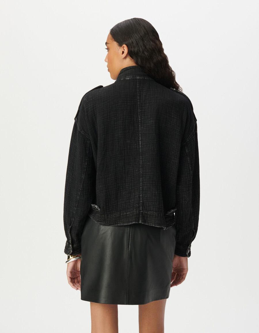 giacca oversize in garza di cotone biologico grigio da donna