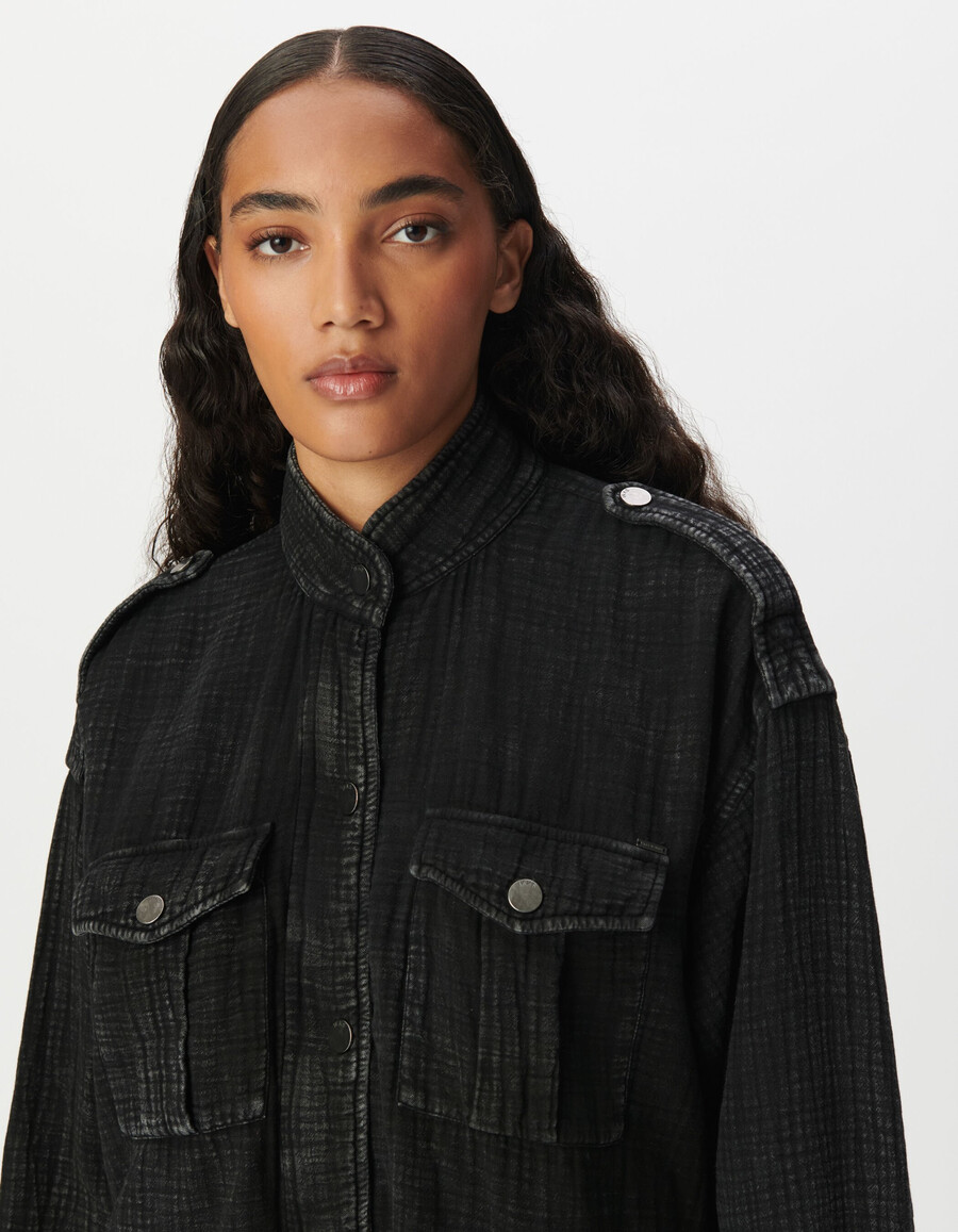 giacca oversize in garza di cotone biologico grigio da donna