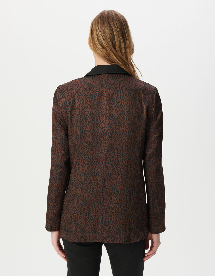 giacca da abito marrone da donna con stampa leopardata