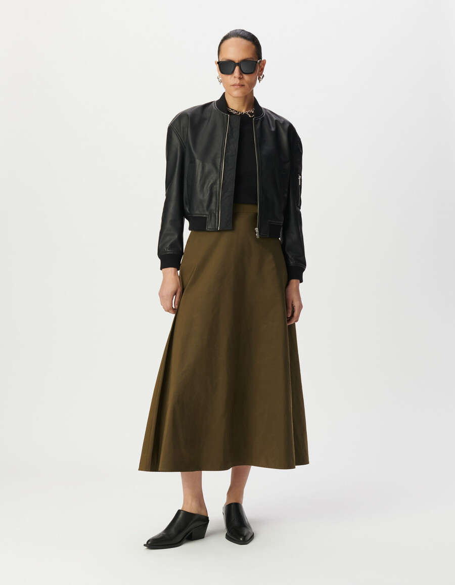giubbotto bomber oversize in pelle nera da donna
