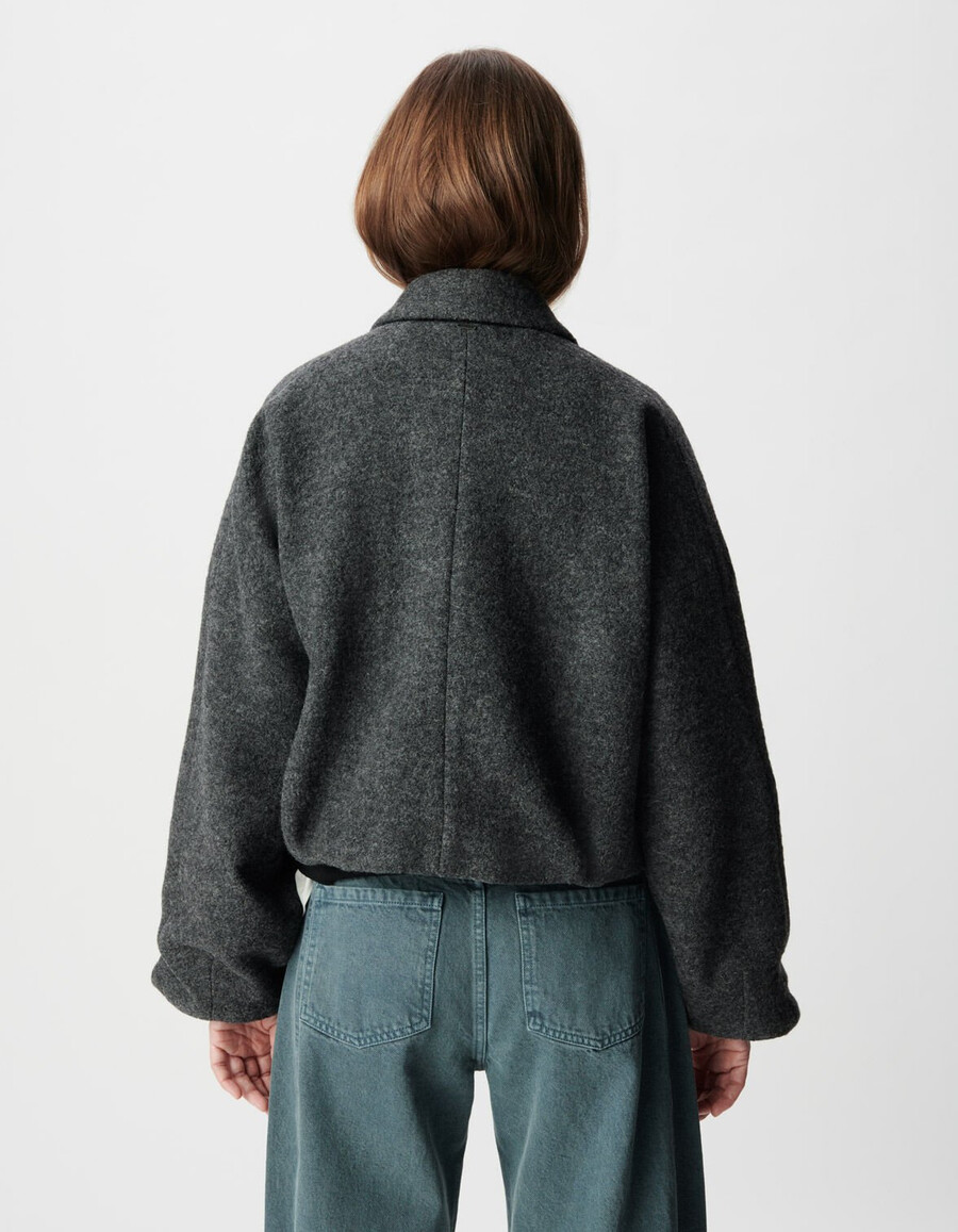 giacca oversize in lana cotta grigia da donna