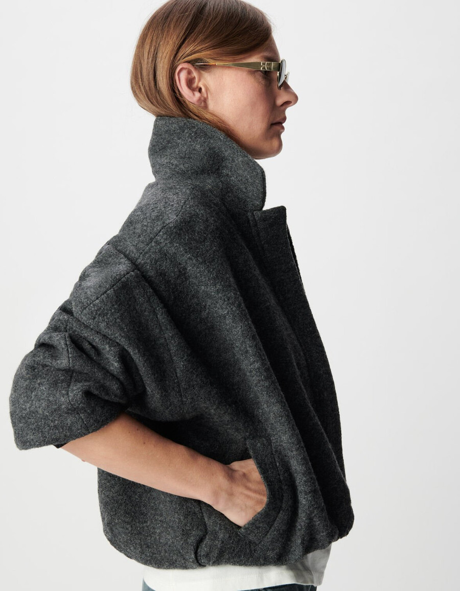 giacca oversize in lana cotta grigia da donna
