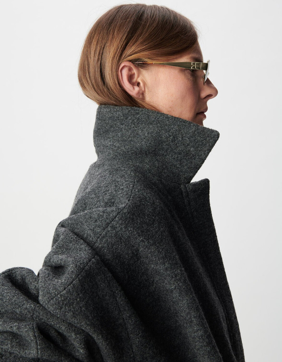 giacca oversize in lana cotta grigia da donna