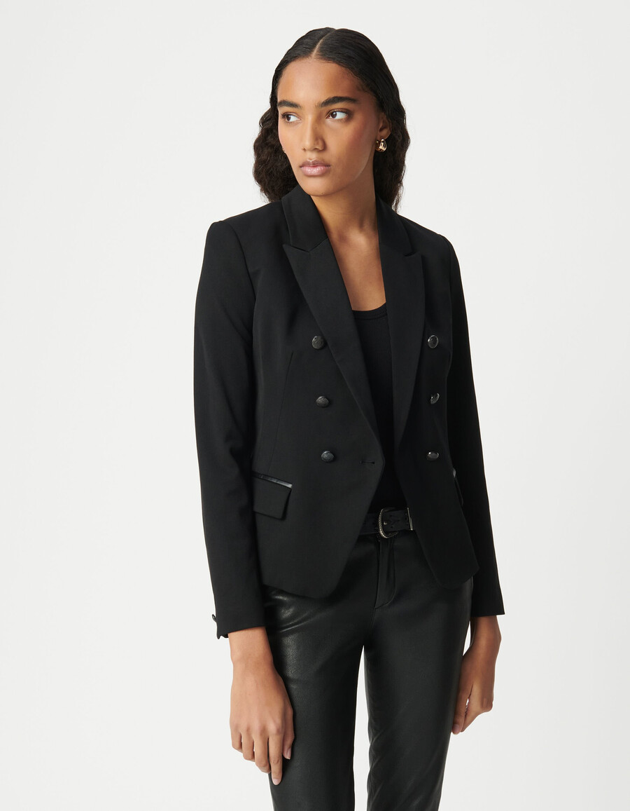 giacca sartoriale doppiopetto nera da donna
