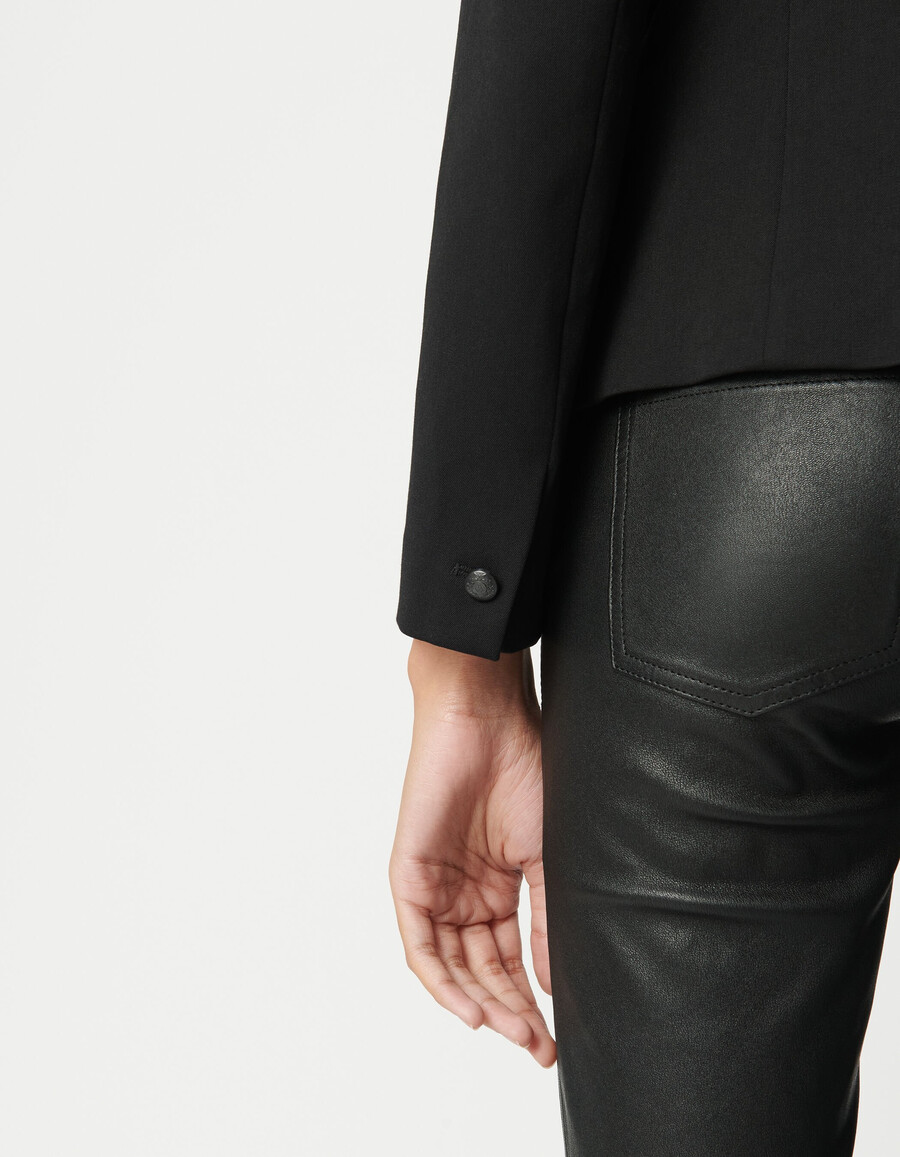 giacca sartoriale doppiopetto nera da donna