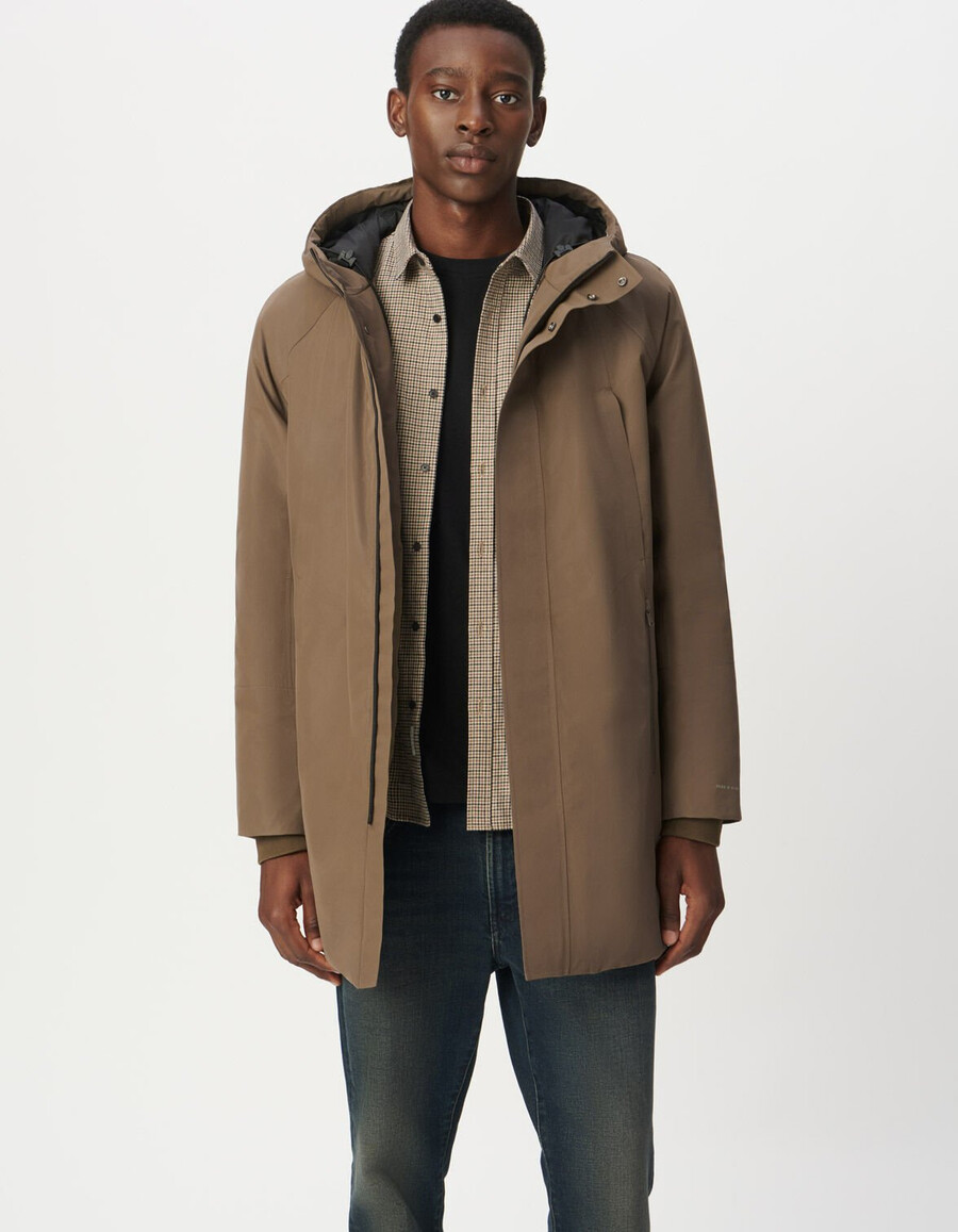 parka impermeabile traspirante trapuntato beige da uomo