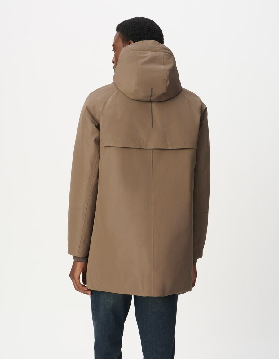 parka impermeabile traspirante trapuntato beige da uomo