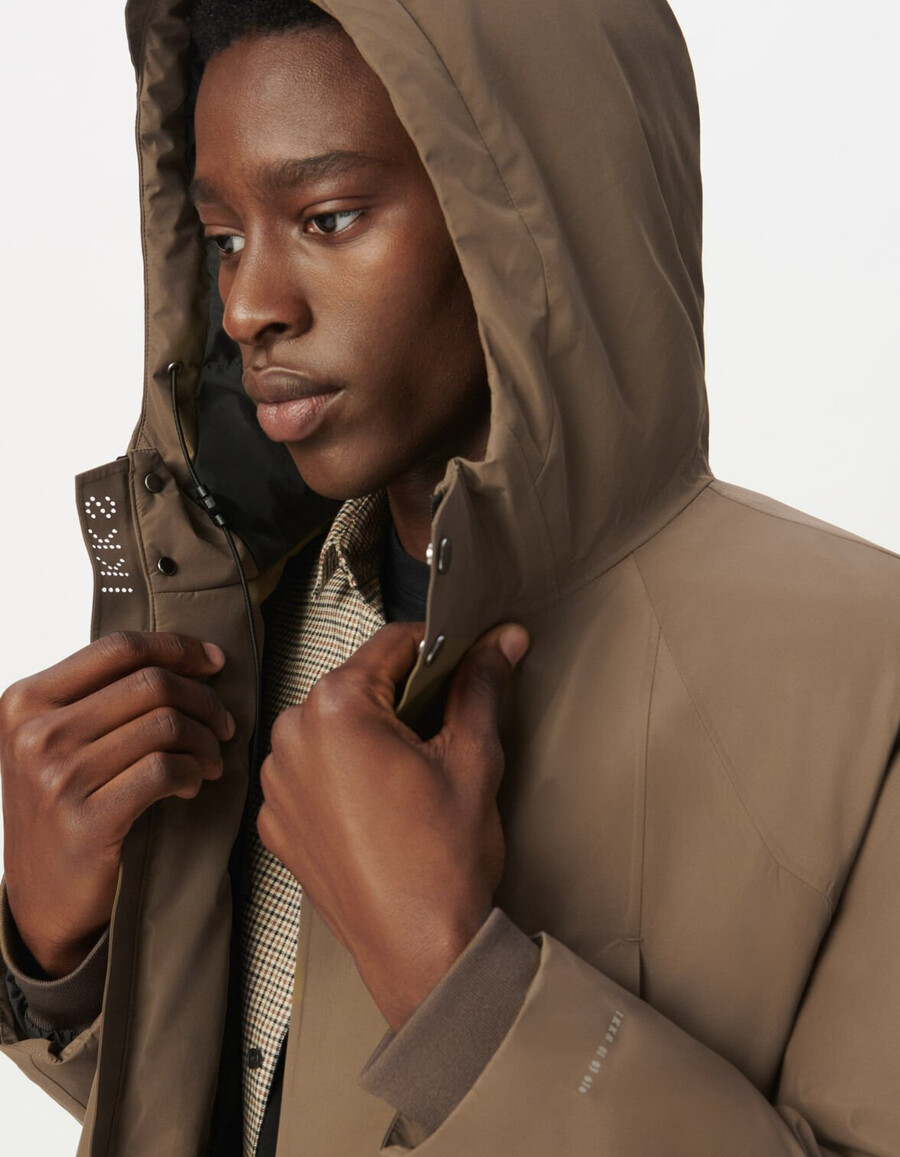 parka impermeabile traspirante trapuntato beige da uomo
