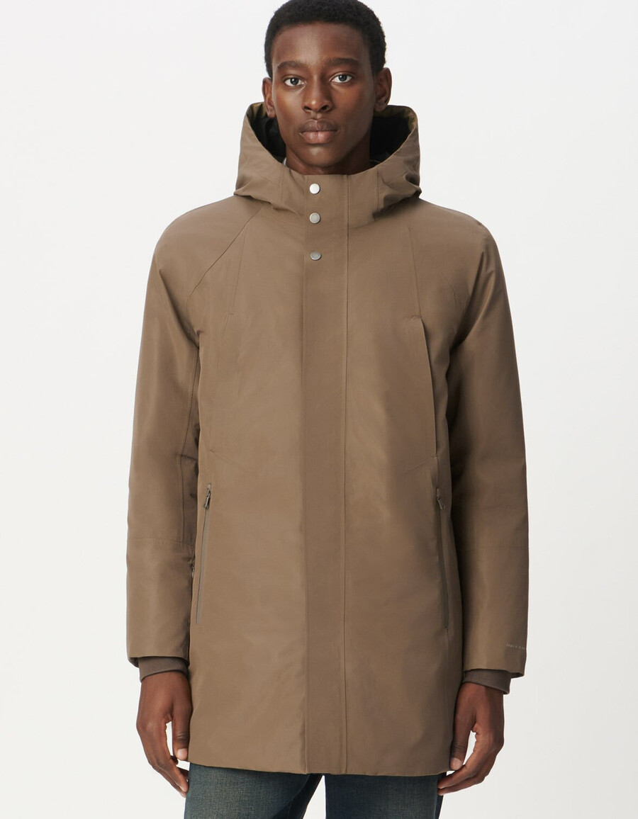 parka impermeabile traspirante trapuntato beige da uomo