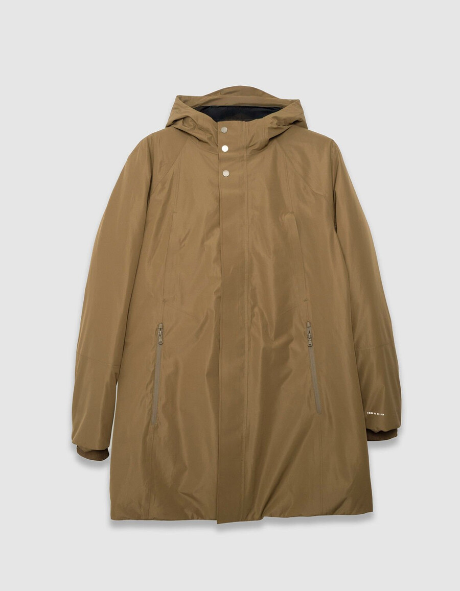 parka impermeabile traspirante trapuntato beige da uomo
