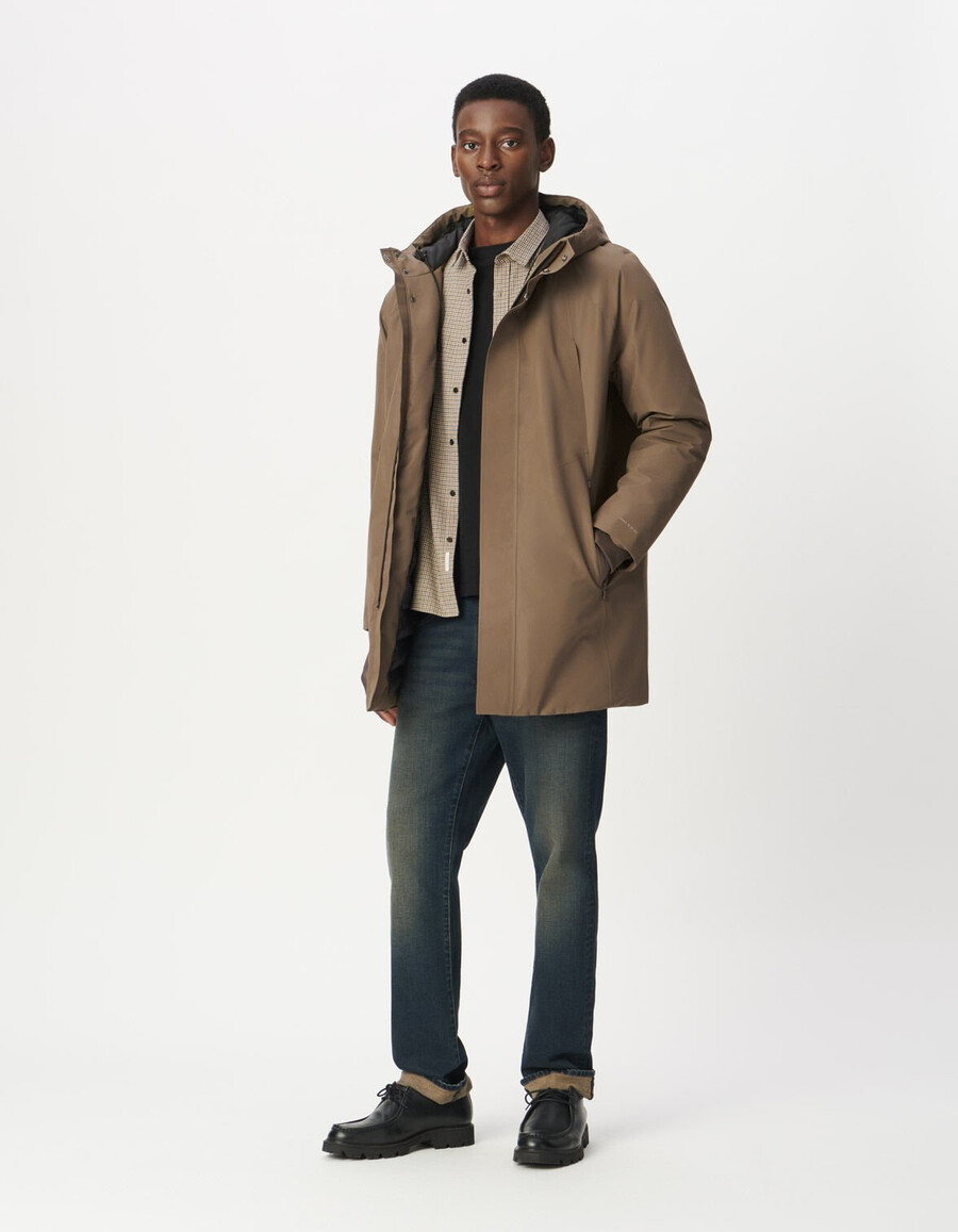 parka impermeabile traspirante trapuntato beige da uomo