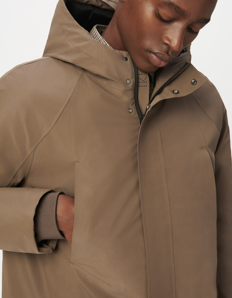 parka impermeabile traspirante trapuntato beige da uomo