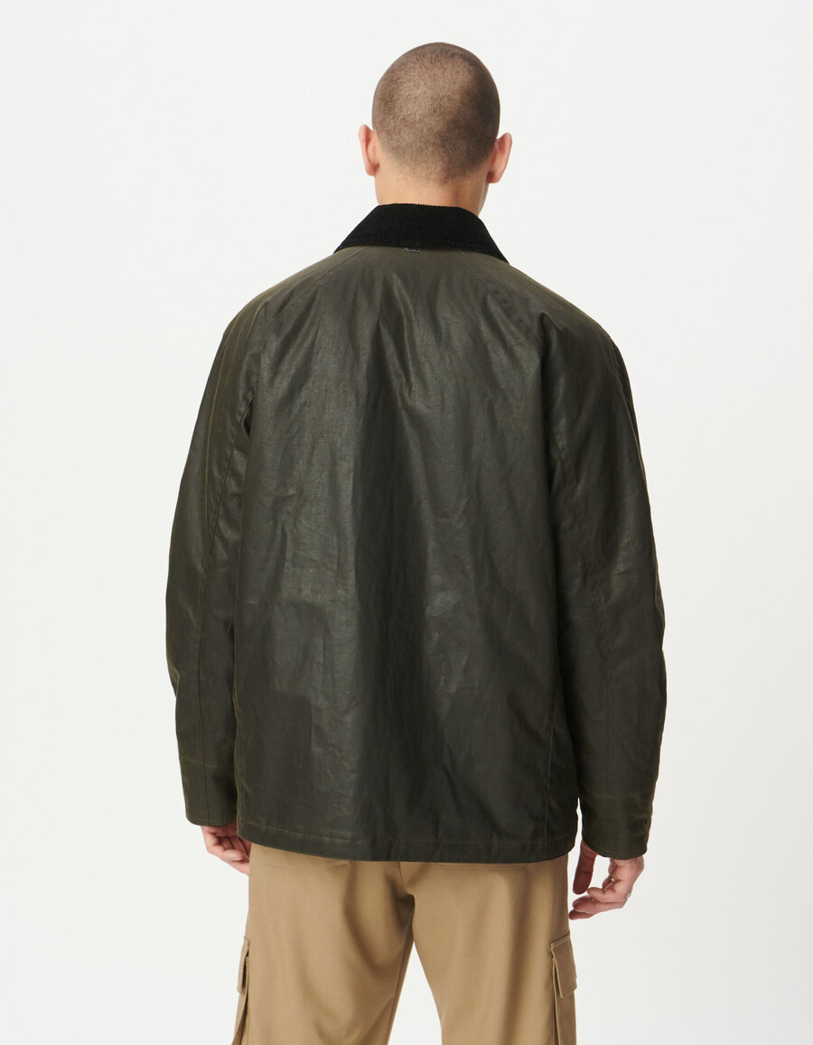parka multitasche in tessuto cerato da uomo