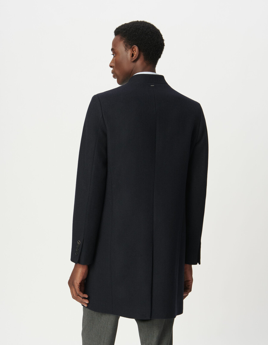 cappotto da ufficiale con cerniera blu navy da uomo