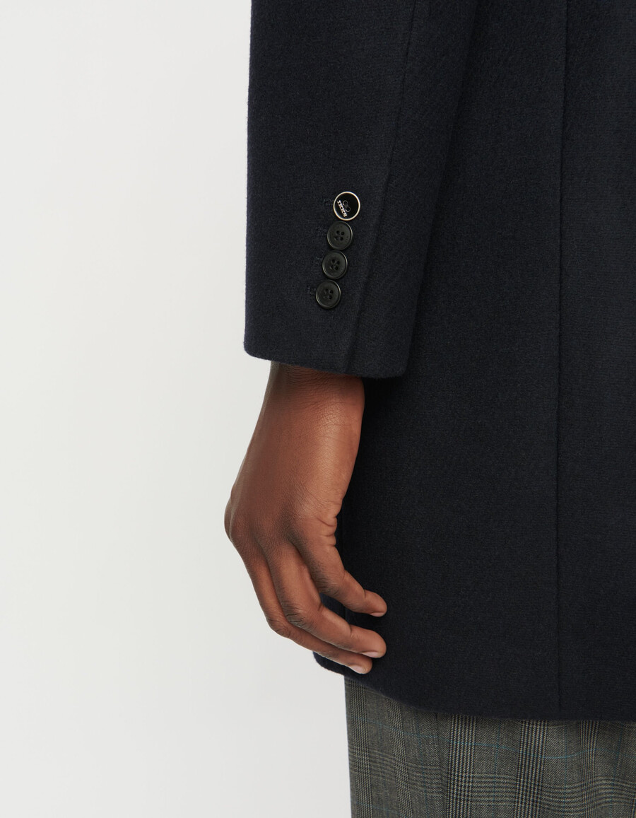 cappotto da ufficiale con cerniera blu navy da uomo