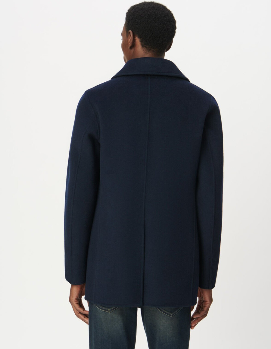 heren peacoat van marineblauwe wol
