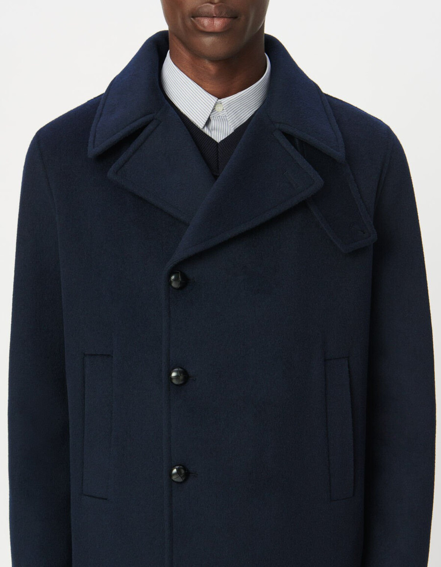 heren peacoat van marineblauwe wol